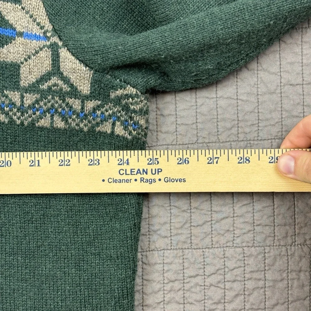 Eddie Bauer Sweater Men's XL Tall Green Wool‎ Blend Nordic Fair Isle Fisherman - Picture 8 of 10